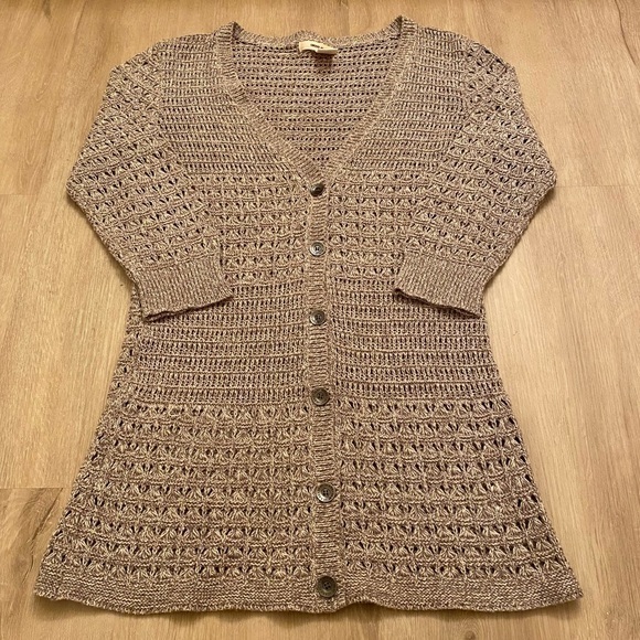 Dkny Sweaters - Taupe DKNY Jeans Womens Knit Cardigan 3/4 Length Sleeves Small